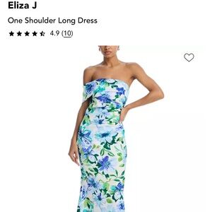 Eliza J Blue and Green Floral One Shoulder Dress